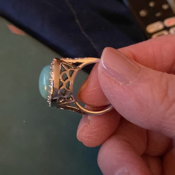 Turquoise ring with CZ stones 925 stamped size 6 - Picture 4 of 6